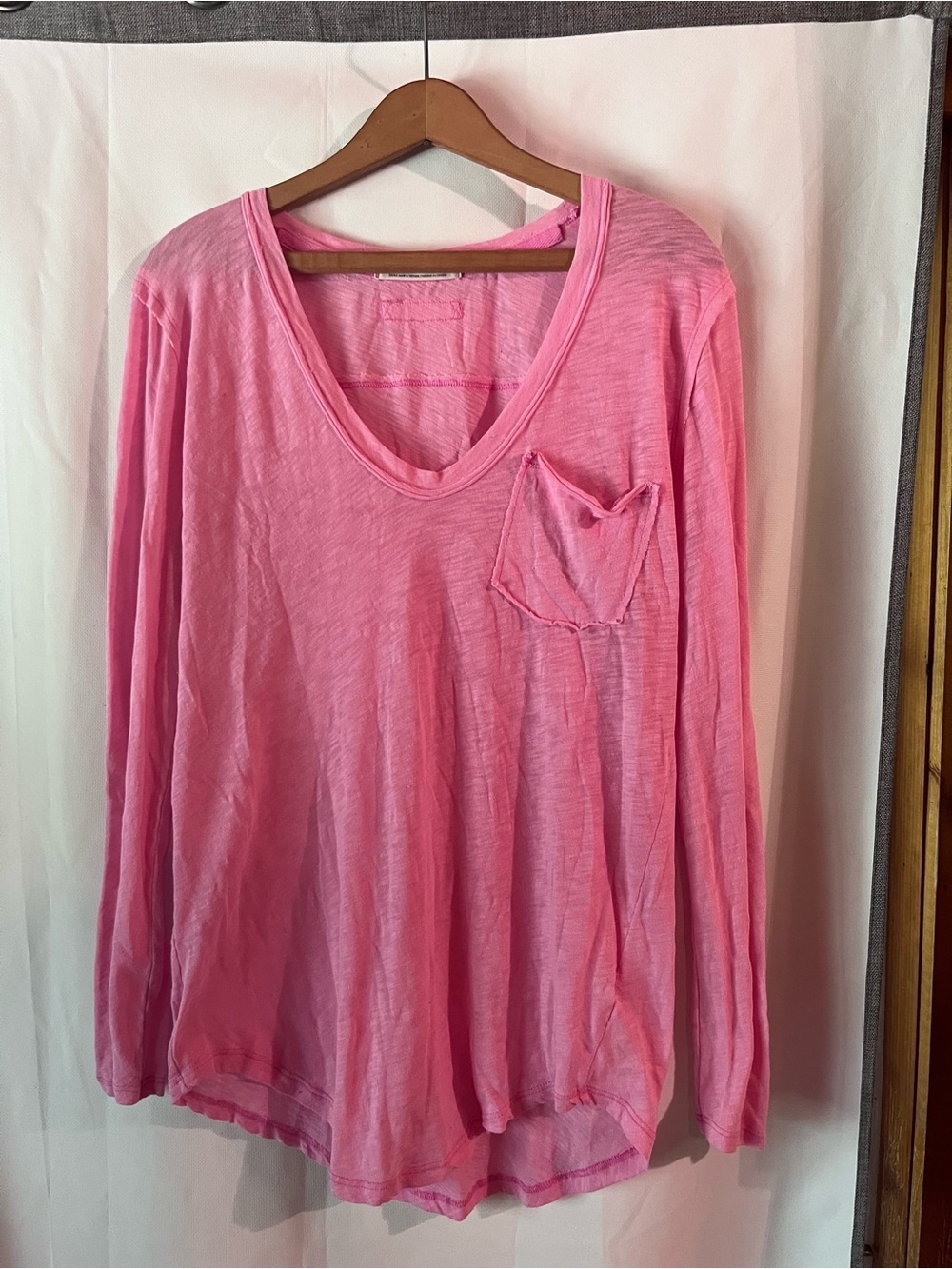 We the Free S Pink Long-Sleeve V-Neck